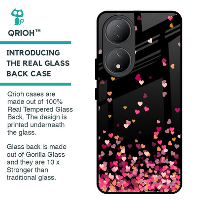 Heart Rain Fall Glass Case For Vivo Y100 5G