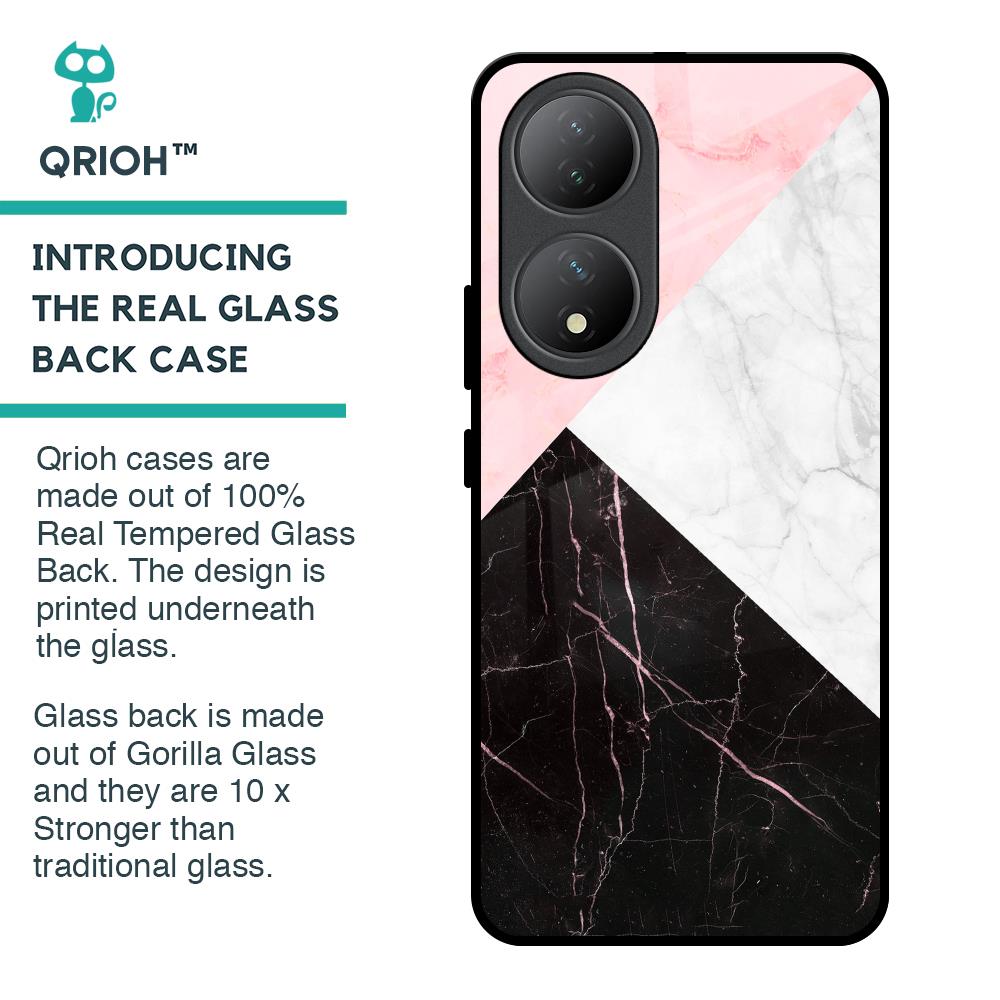 Marble Collage Art Glass Case For Vivo Y100 5G