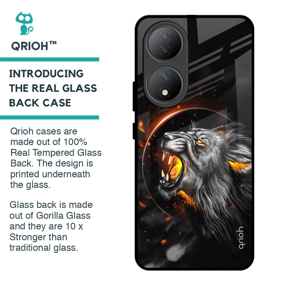 Aggressive Lion Glass Case for Vivo Y100 5G