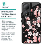 Black Cherry Blossom Glass Case for Vivo Y100 5G
