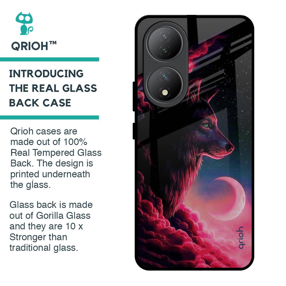 Moon Wolf Glass Case for Vivo Y100 5G