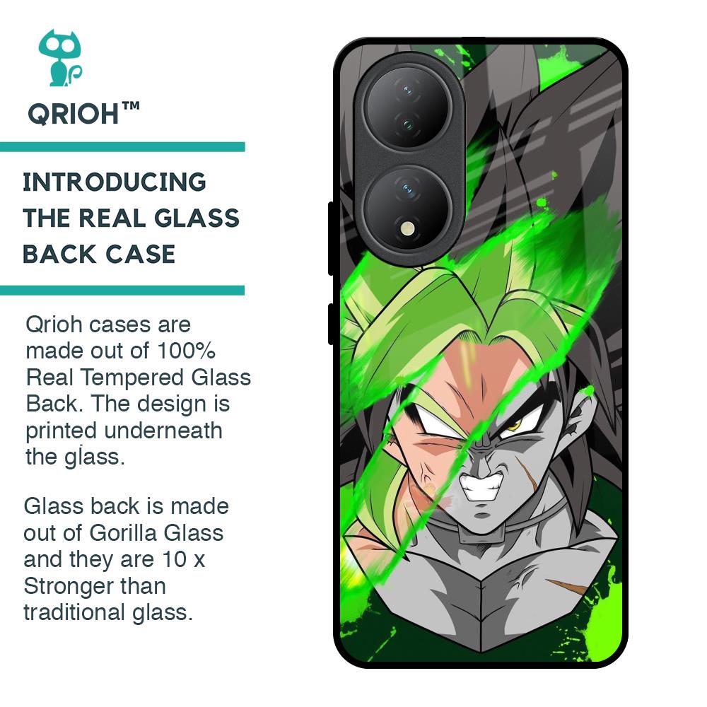 Anime Green Splash Glass Case for Vivo Y100 5G