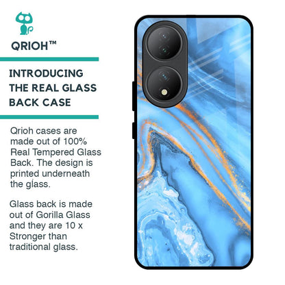 Vibrant Blue Marble Glass Case for Vivo Y100 5G