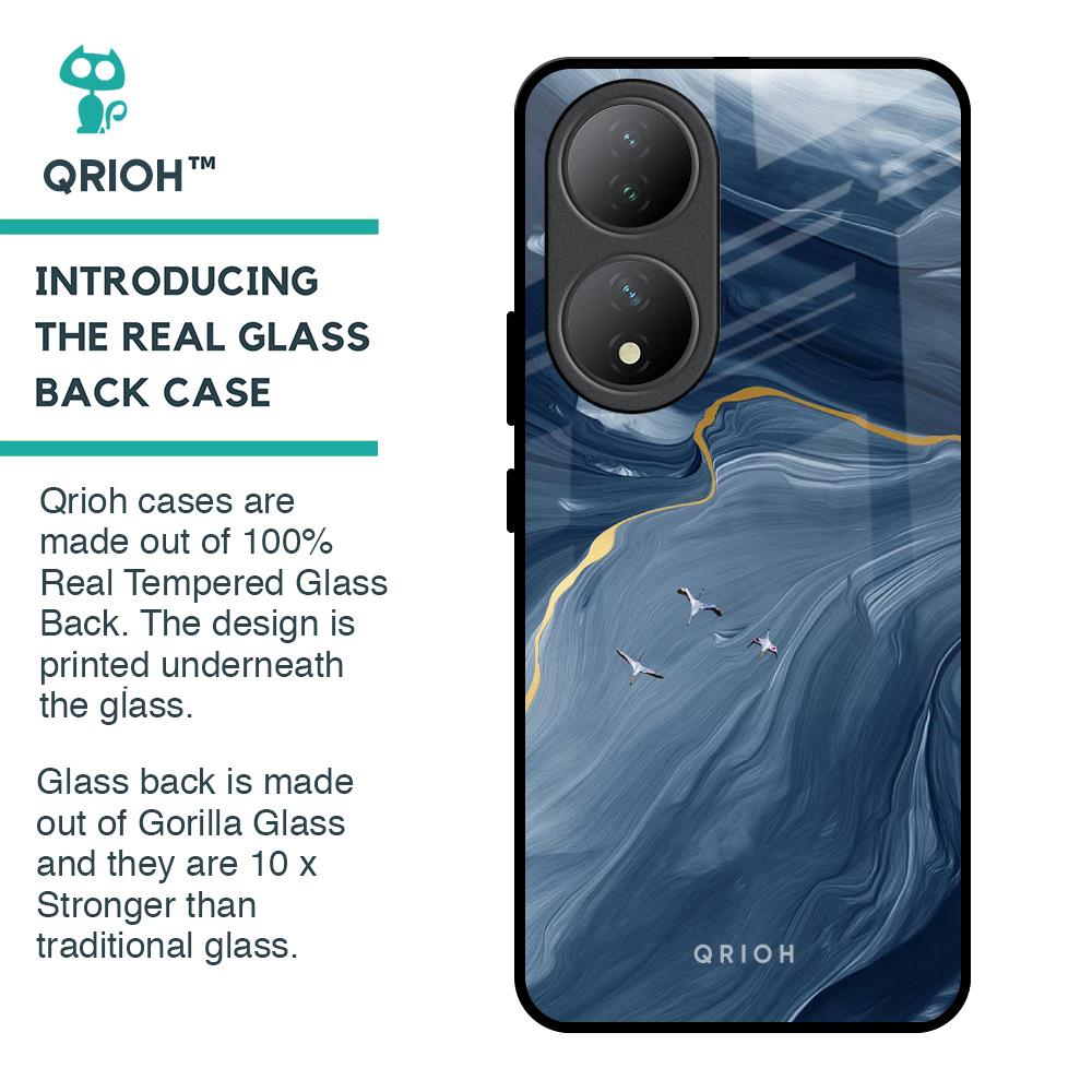 Deep Ocean Marble Glass Case for Vivo Y100 5G