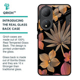 Lines Pattern Flowers Glass Case for Vivo Y100 5G