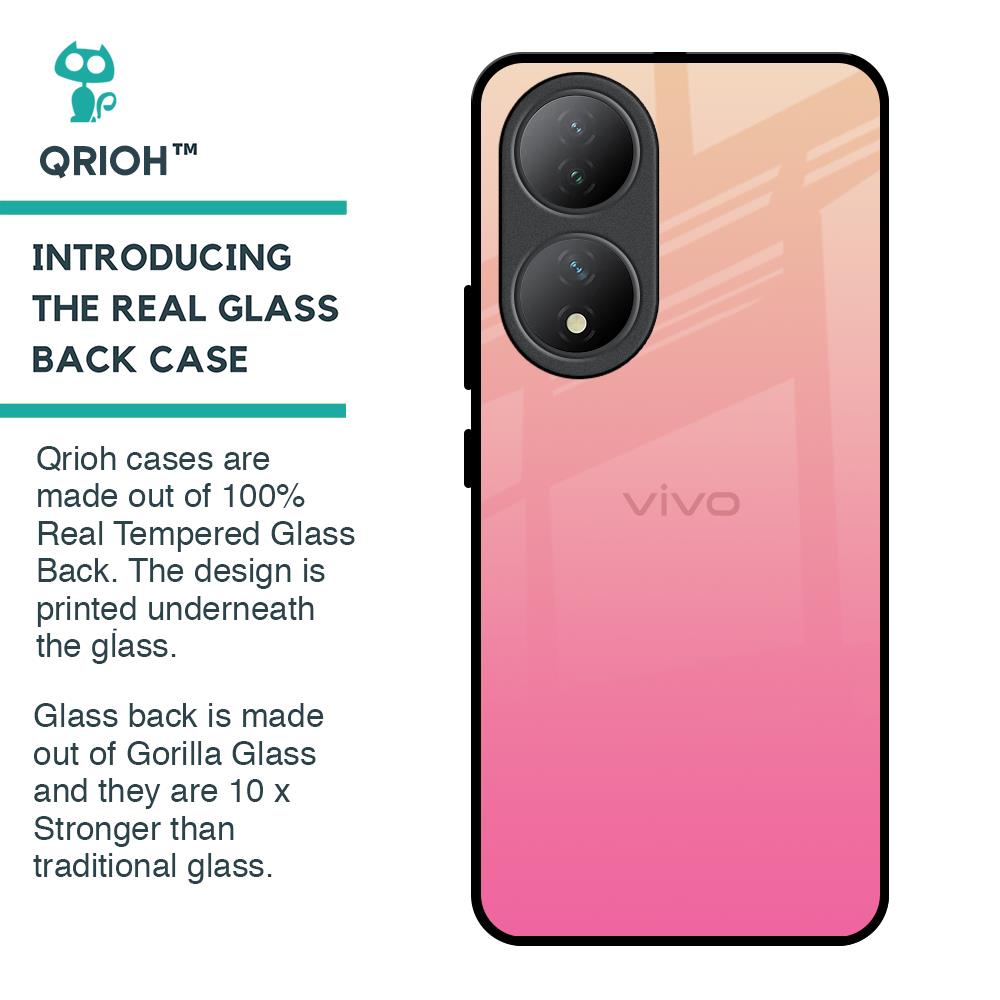 Pastel Pink Gradient Glass Case For Vivo Y100 5G