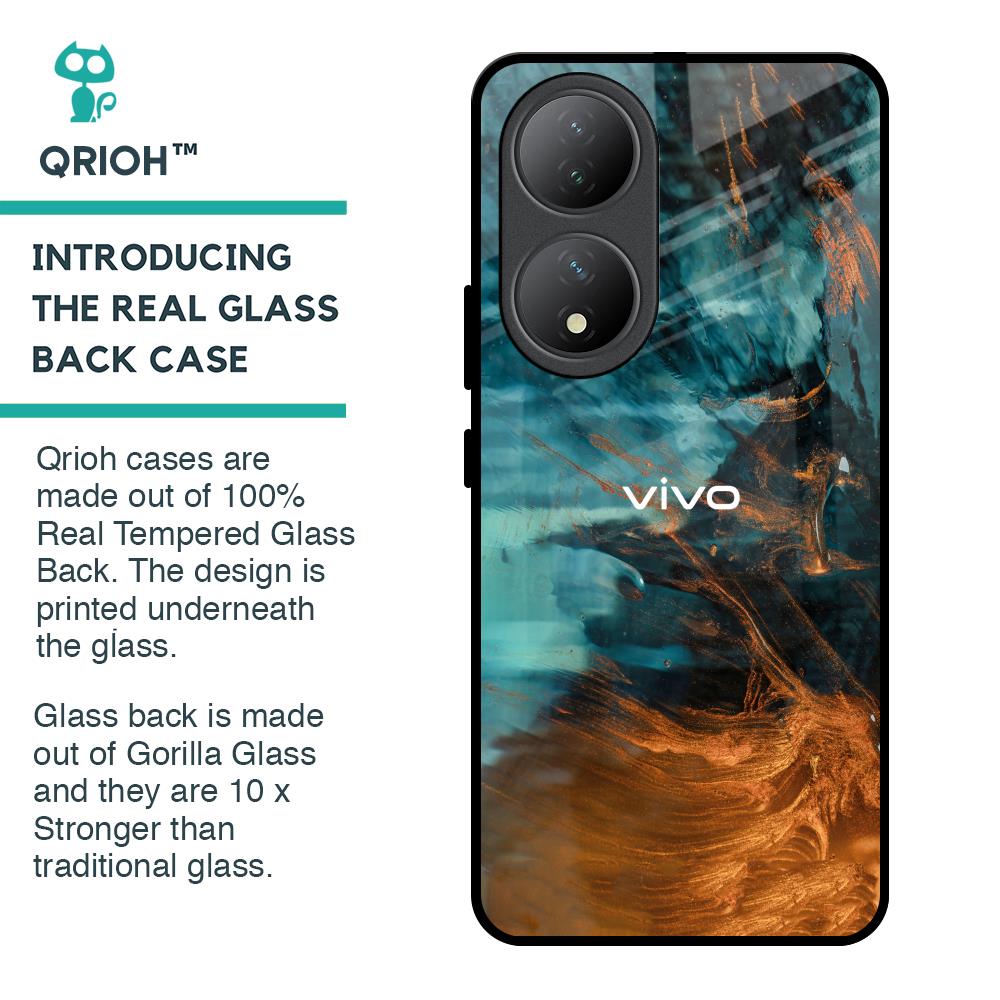 Golden Splash Glass Case for Vivo Y100 5G