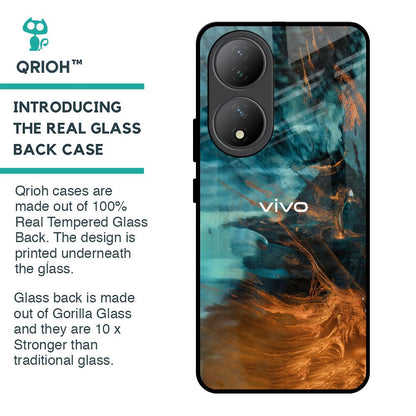 Golden Splash Glass Case for Vivo Y100 5G