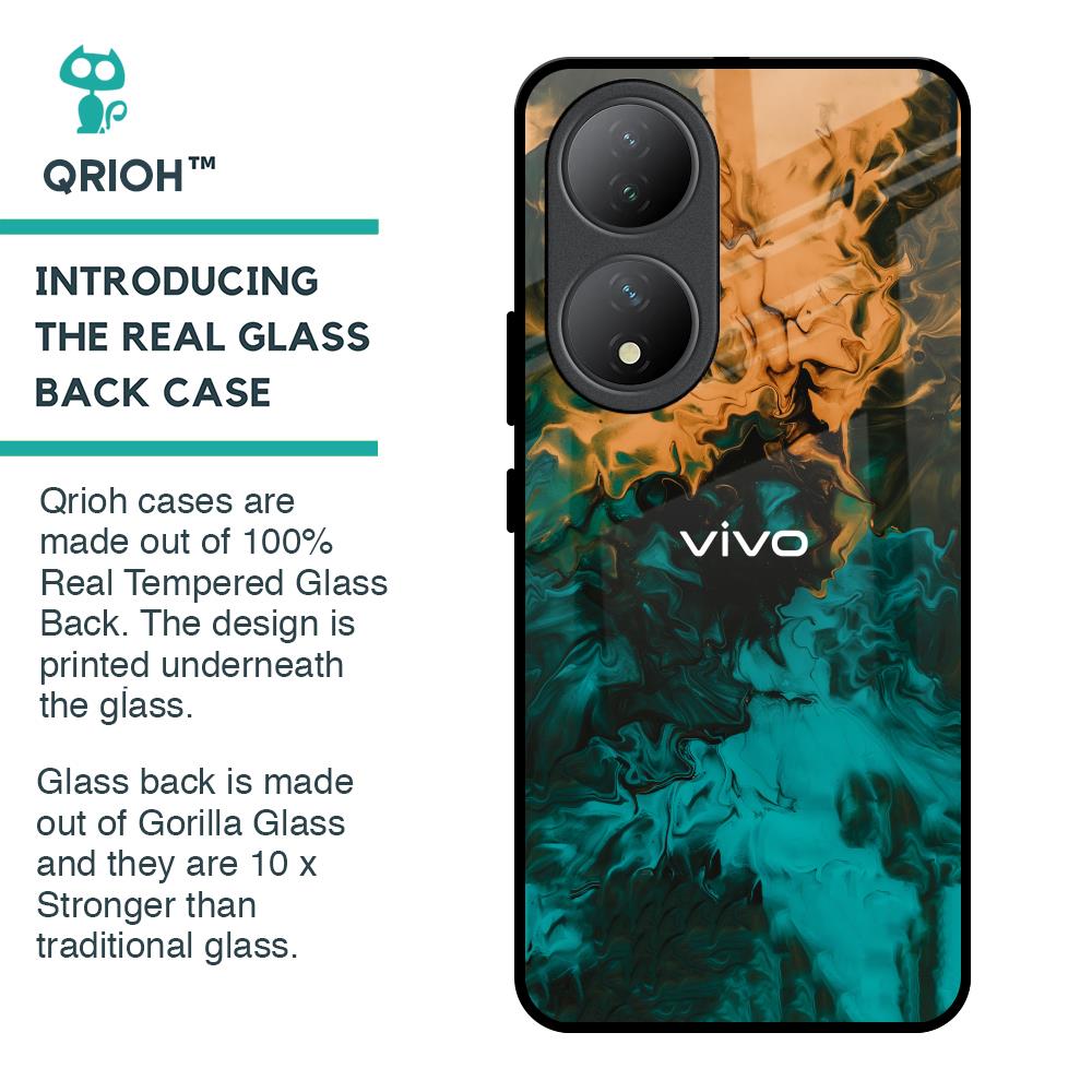 Watercolor Wave Glass Case for Vivo Y100 5G
