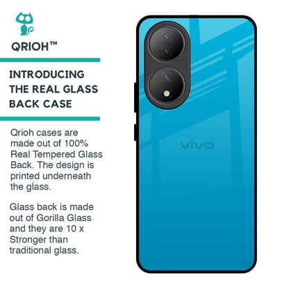 Blue Aqua Glass Case for Vivo Y100 5G