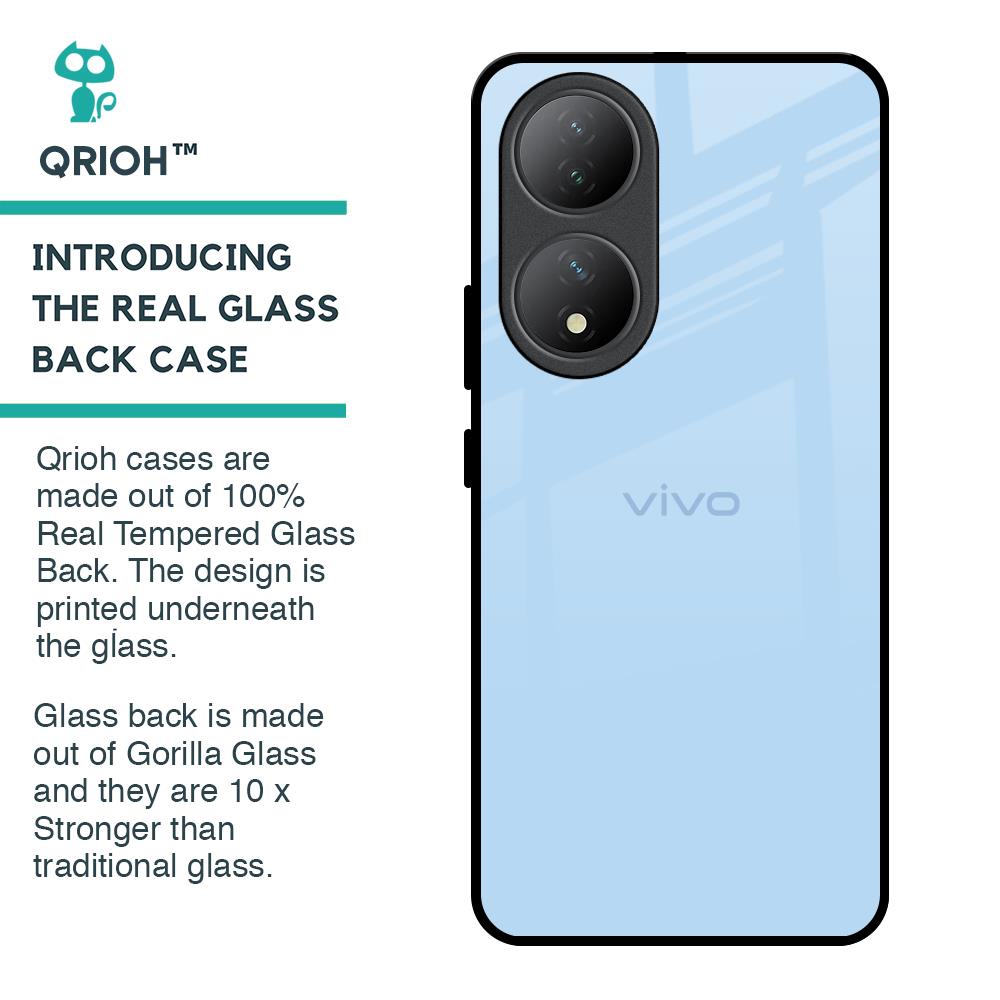 Pastel Sky Blue Glass Case for Vivo Y100 5G