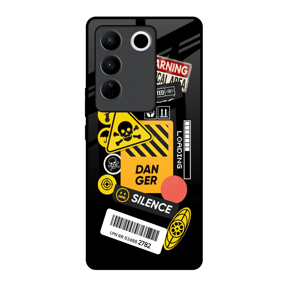 Danger Signs Vivo V27 5G Glass Back Cover Online
