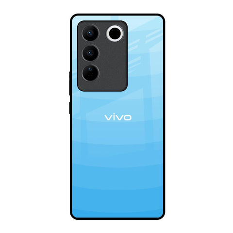 Wavy Blue Pattern Vivo V27 5G Glass Back Cover Online
