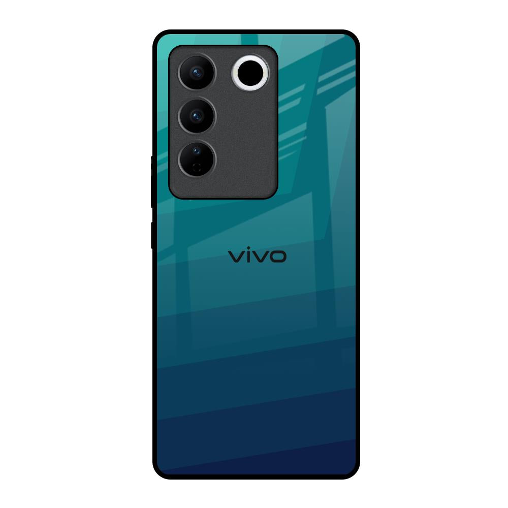 Green Triangle Pattern Vivo V27 5G Glass Back Cover Online