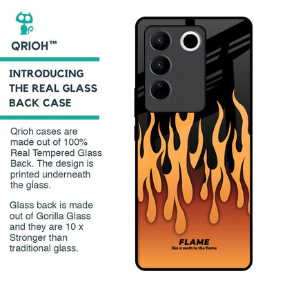 Fire Flame Glass Case for Vivo V27 5G