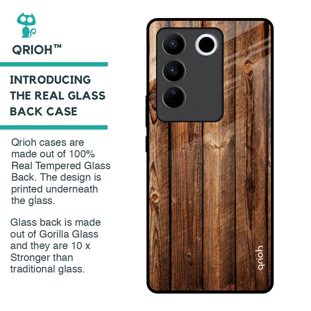Timber Printed Glass Case for Vivo V27 5G