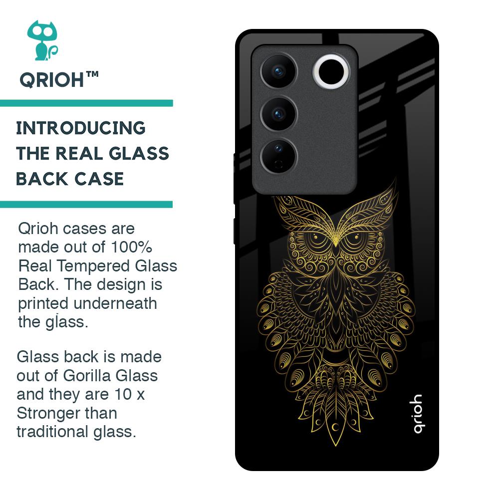 Golden Owl Glass Case for Vivo V27 5G