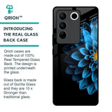 Half Blue Flower Glass Case for Vivo V27 5G