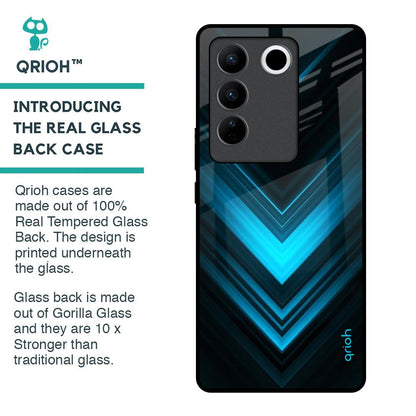 Vertical Blue Arrow Glass Case For Vivo V27 5G