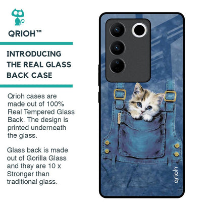 Kitty In Pocket Glass Case For Vivo V27 5G