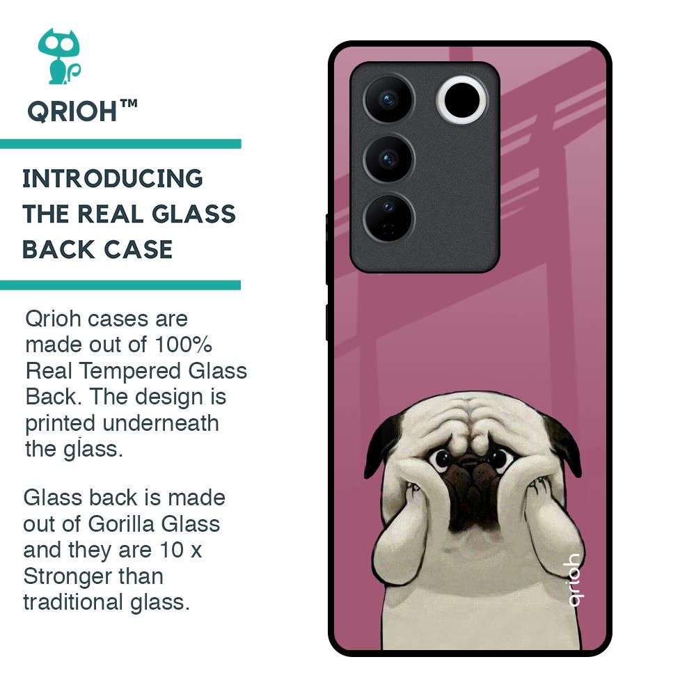 Funny Pug Face Glass Case For Vivo V27 5G
