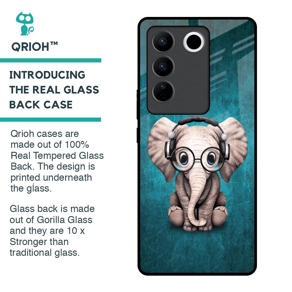 Adorable Baby Elephant Glass Case For Vivo V27 5G