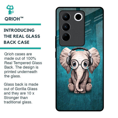 Adorable Baby Elephant Glass Case For Vivo V27 5G