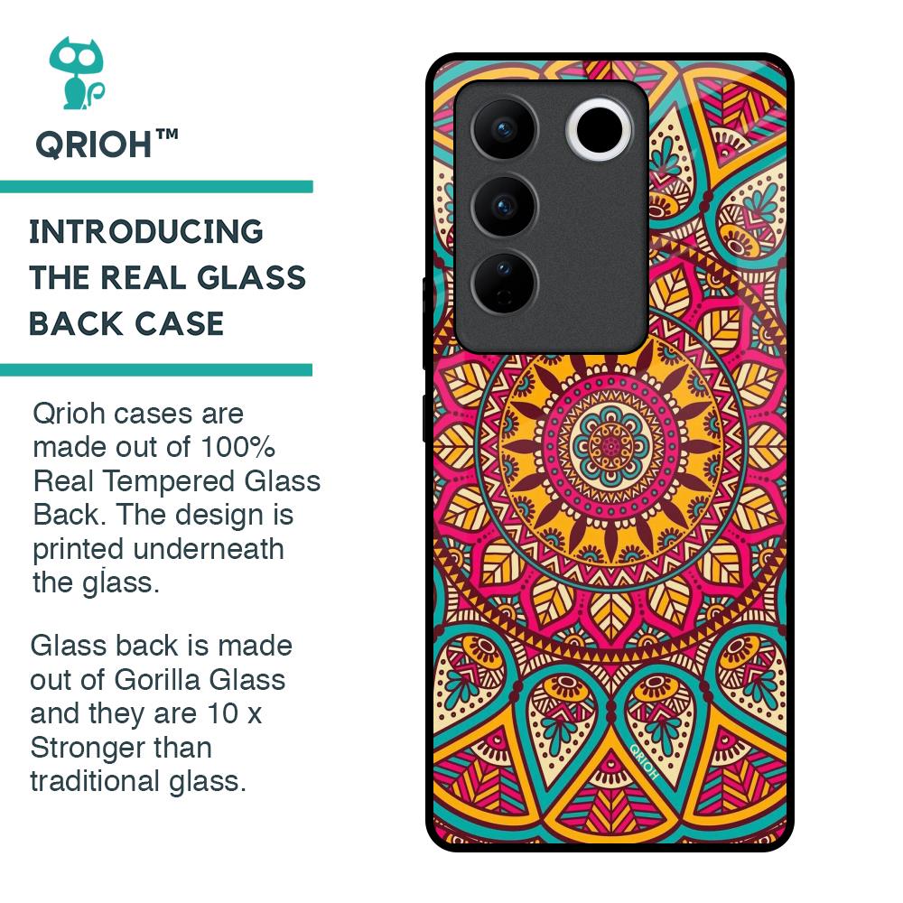 Elegant Mandala Glass Case for Vivo V27 5G