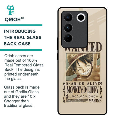 Luffy Wanted Glass Case for Vivo V27 5G