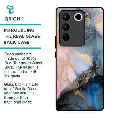 Marble Ink Abstract Glass Case for Vivo V27 5G