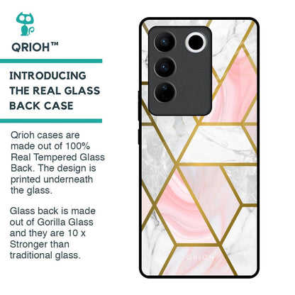 Geometrical Marble Glass Case for Vivo V27 5G