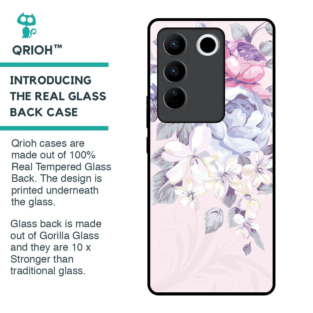 Elegant Floral Glass Case for Vivo V27 5G