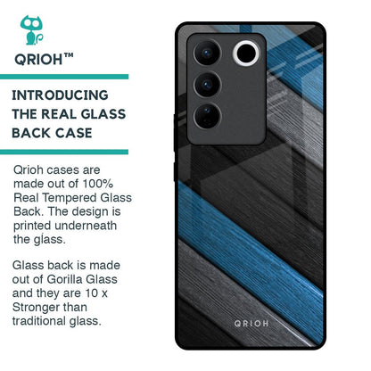 Multicolor Wooden Effect Glass Case for Vivo V27 5G