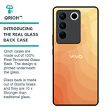 Orange Curve Pattern Glass Case for Vivo V27 5G