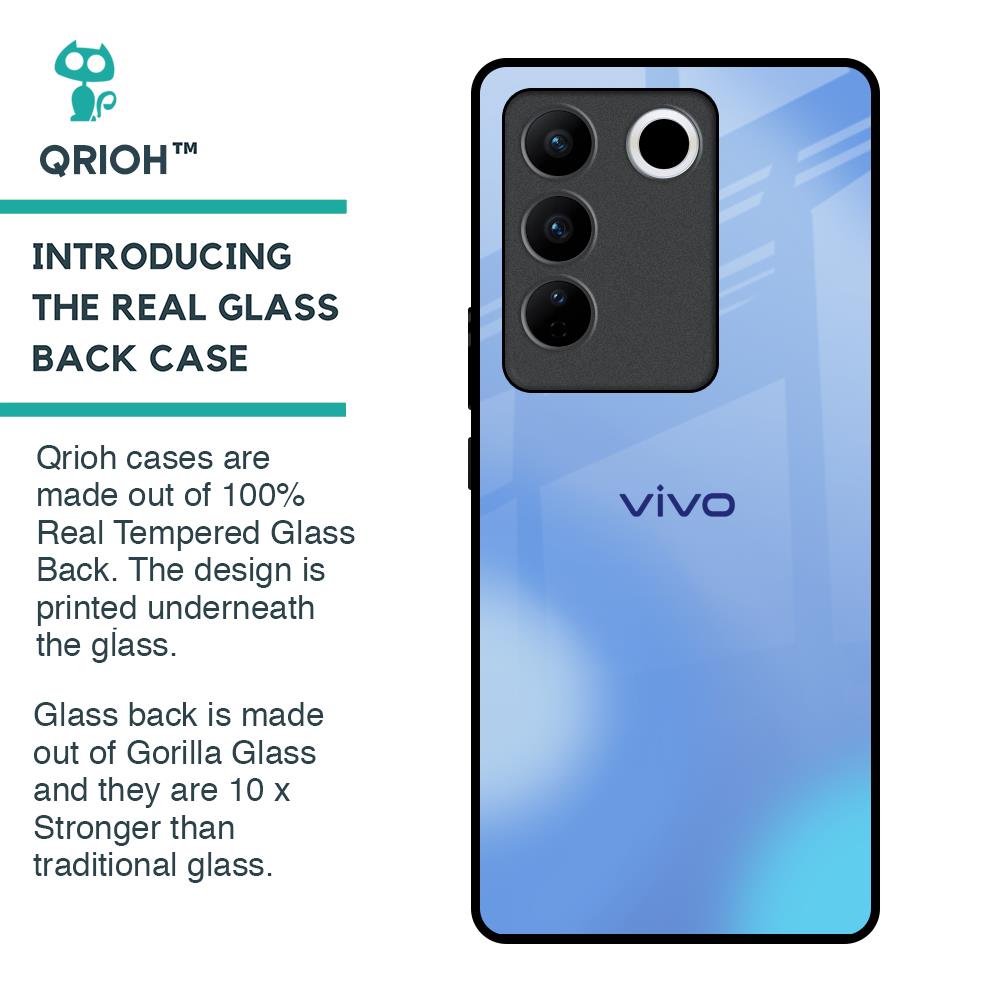 Vibrant Blue Texture Glass Case for Vivo V27 5G
