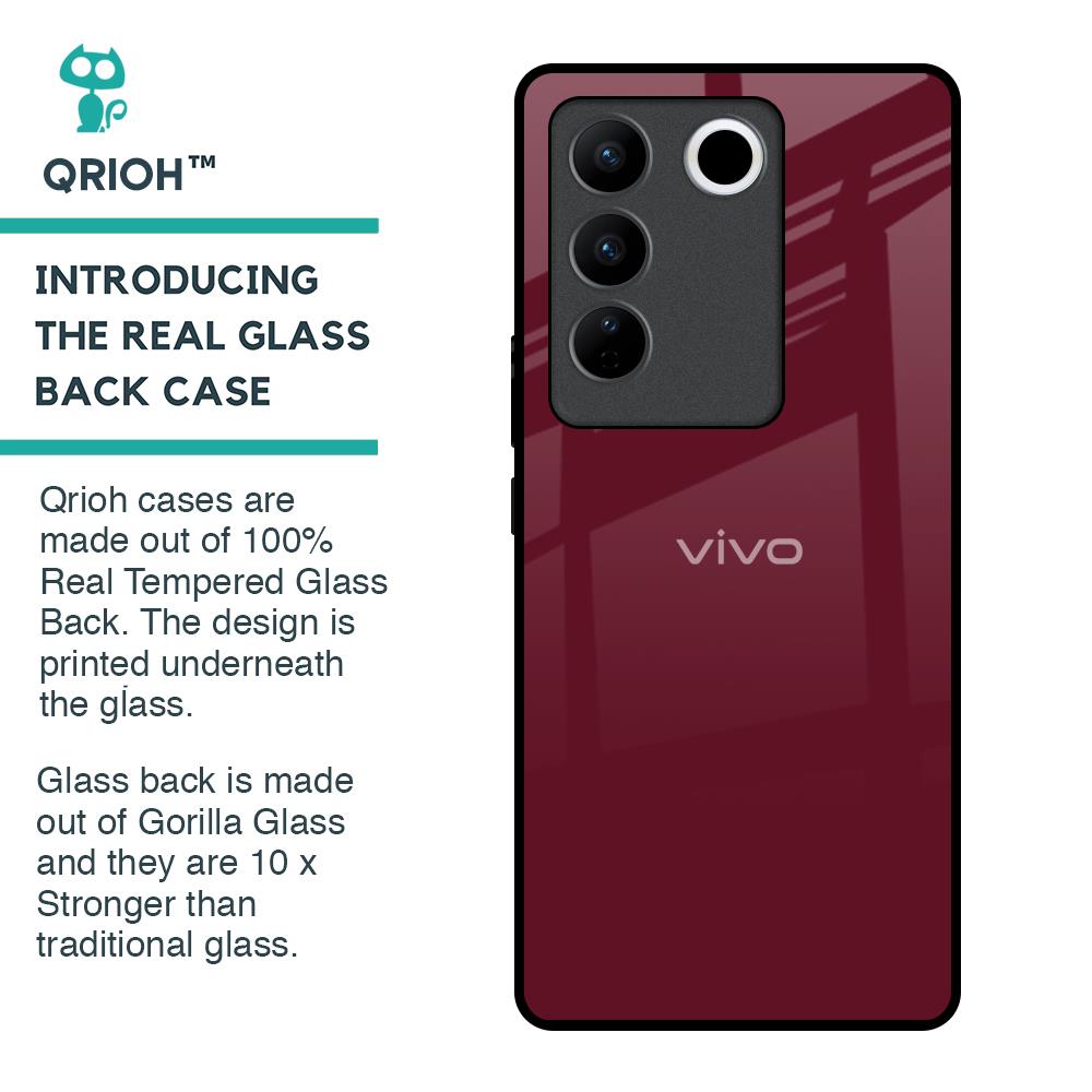 Classic Burgundy Glass Case for Vivo V27 5G