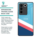 Pink & White Stripes Glass Case For Vivo V27 5G
