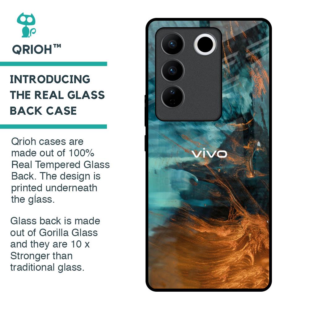 Golden Splash Glass Case for Vivo V27 5G