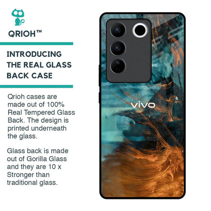 Golden Splash Glass Case for Vivo V27 5G