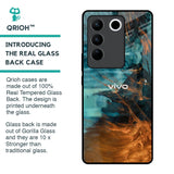 Golden Splash Glass Case for Vivo V27 5G