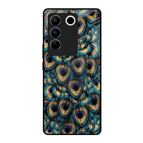 Peacock Feathers Vivo V27 5G Glass Cases & Covers Online