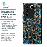 Peacock Feathers Glass case for Vivo V27 5G