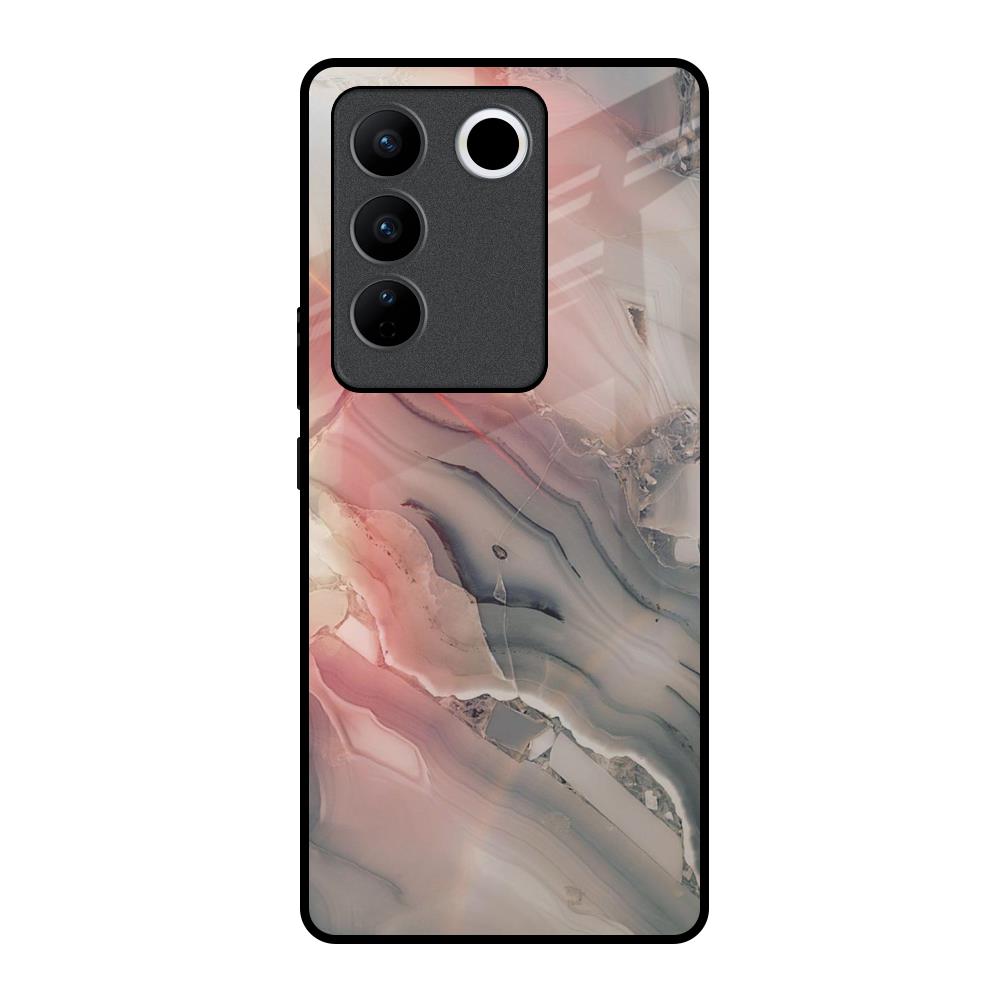 Pink And Grey Marble Vivo V27 Pro 5G Glass Back Cover Online