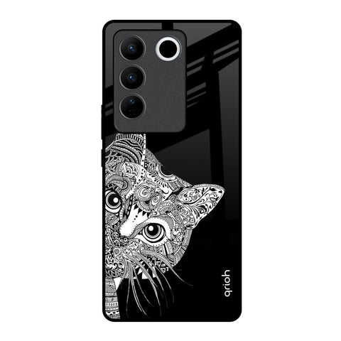 Kitten Mandala Vivo V27 Pro 5G Glass Back Cover Online