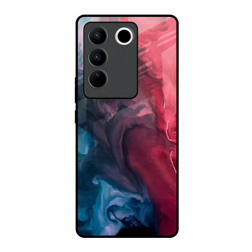 Blue & Red Smoke Vivo V27 Pro 5G Glass Back Cover Online