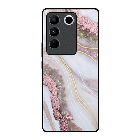 Pink & Gold Gllitter Marble Vivo V27 Pro 5G Glass Back Cover Online