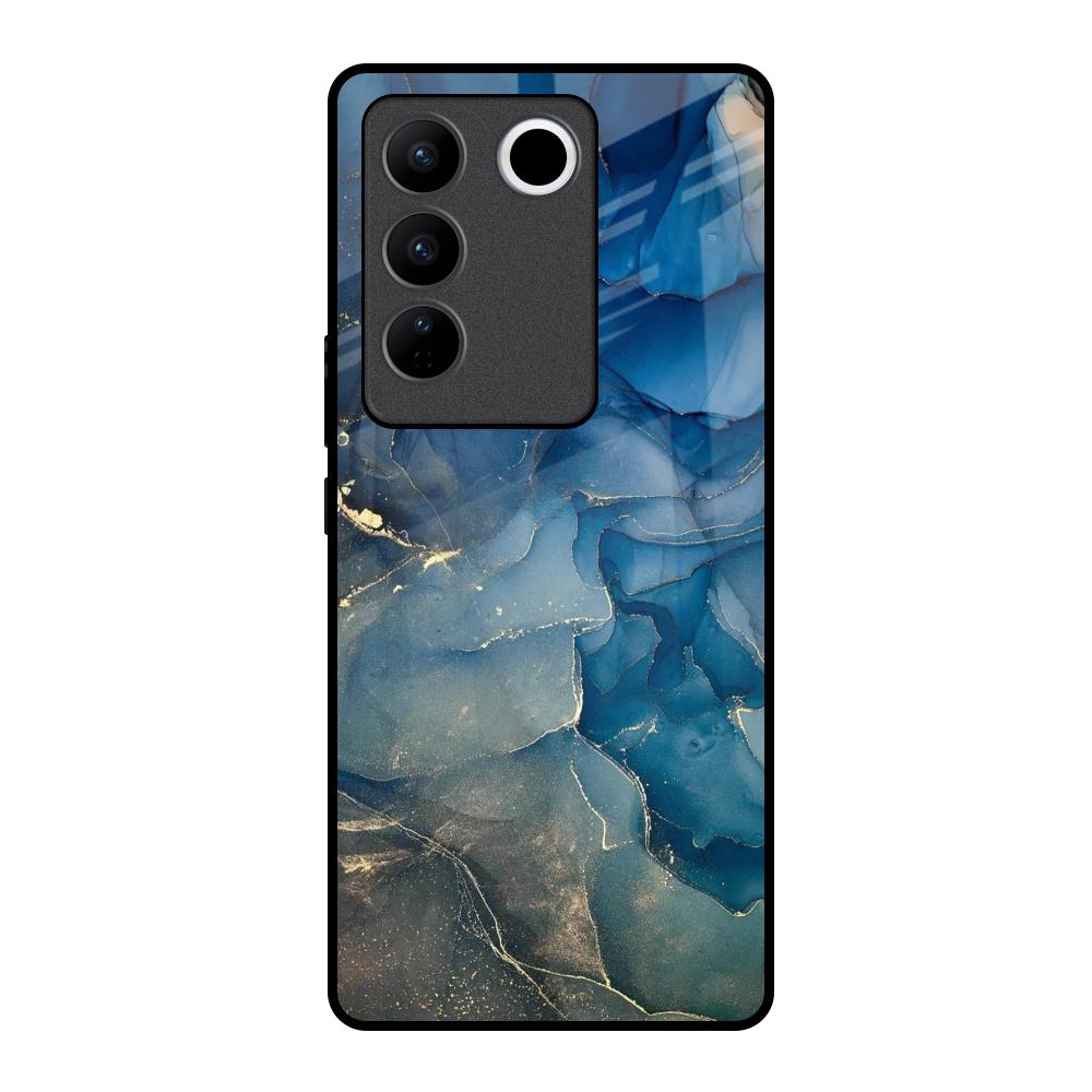 Blue Cool Marble Vivo V27 Pro 5G Glass Back Cover Online