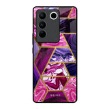Electroplated Geometric Marble Vivo V27 Pro 5G Glass Back Cover Online