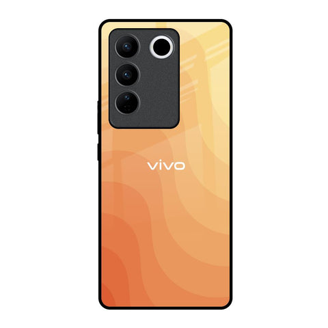 Orange Curve Pattern Vivo V27 Pro 5G Glass Back Cover Online