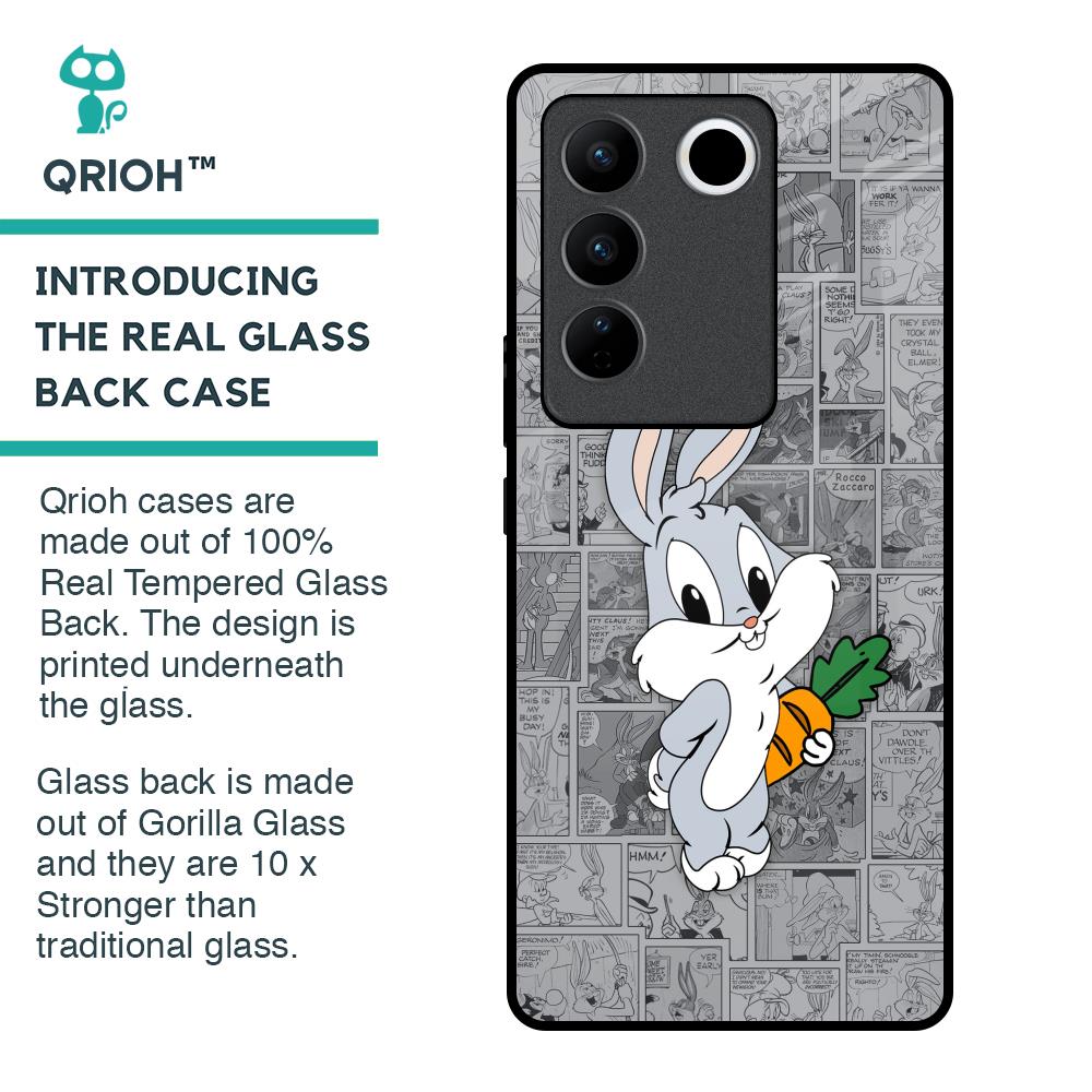 Cute Baby Bunny Glass Case for Vivo V27 Pro 5G